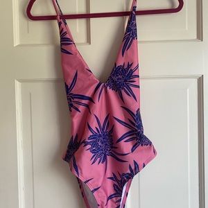 One piece Hawaiian print bathing suit